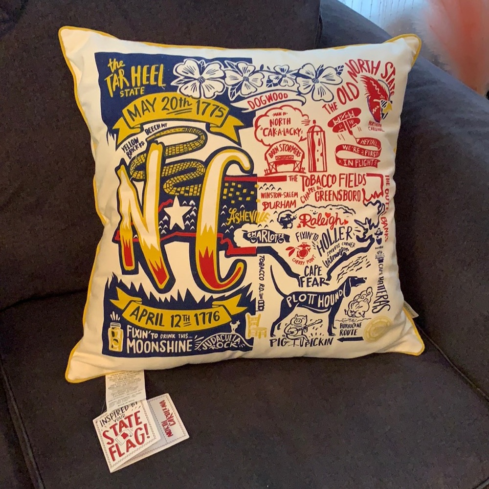 Primitives by Kathy North Carolina Accent Pillow - Blue, Yellow, Red